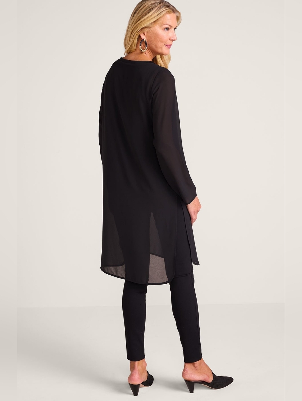 Soft Surroundings Relaxed Elegance Tunic Midnight Black Small 6-8 Sheer NEW NWT - Picture 4 of 6